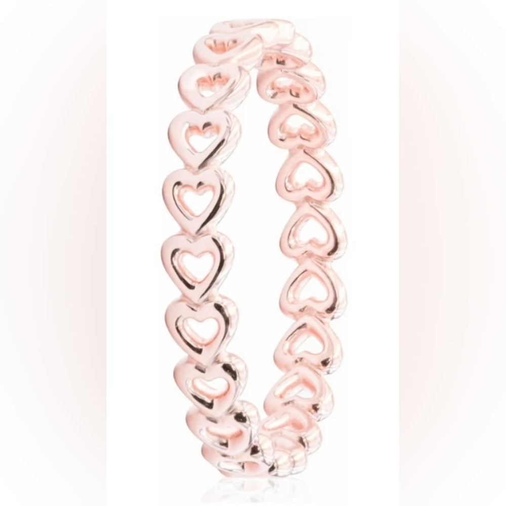 Pandora Band of Hearts Ring in 14K Rose Gold Plating